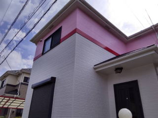 四街道市 赤い外壁の塗装施工後