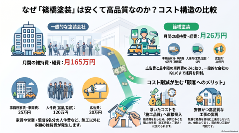 自社施工と大手業者の価格比較