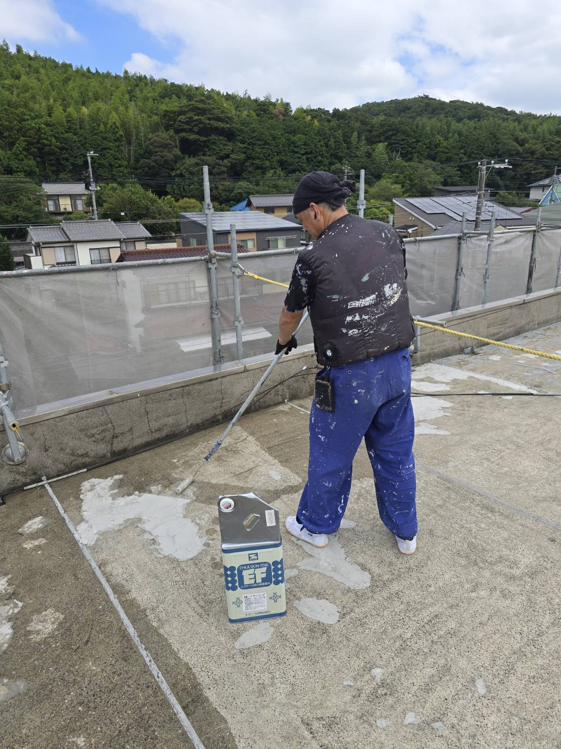 屋上コンクリート防水保護の施工写真